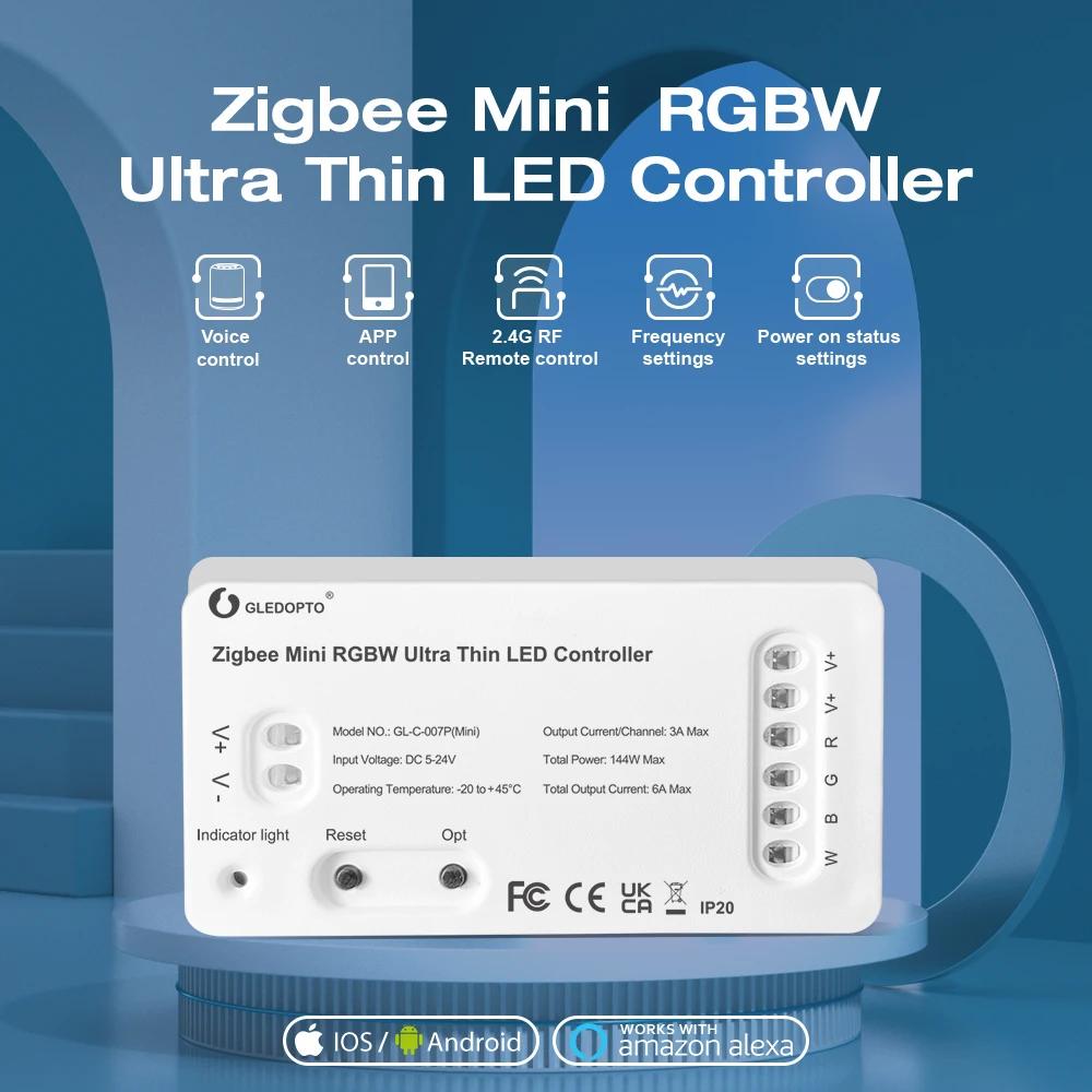 Gledopto-Ʈ Zigbee3.0 ʹ ̴ RGBW RGB ȭƮ LED  Ʈ Ʈѷ, ֹ  Alexa Echo   